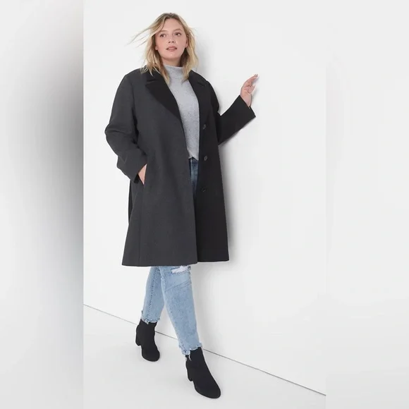 Lane Bryant Black and Gray Women's Coat - Picture 2 of 11